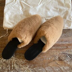 Jenni Kayne Camel Shearling Slippers NEW with Dust Bag